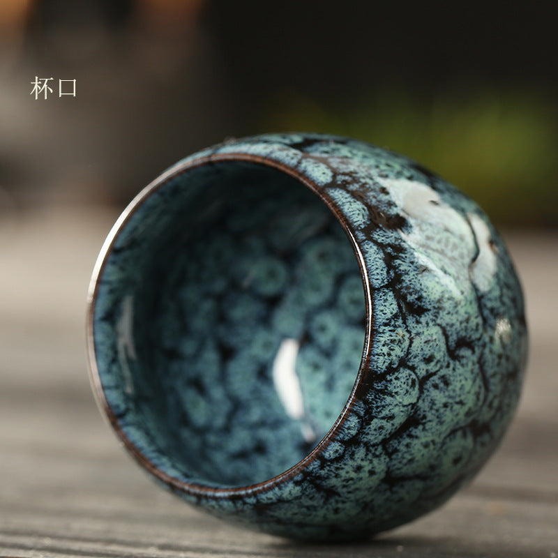 110ML Kung Fu Tea Set Single Cup Tenmoku Glaze Jian Zhan Master Cup Tea Bowl Egg-shaped Small Tea Bowl