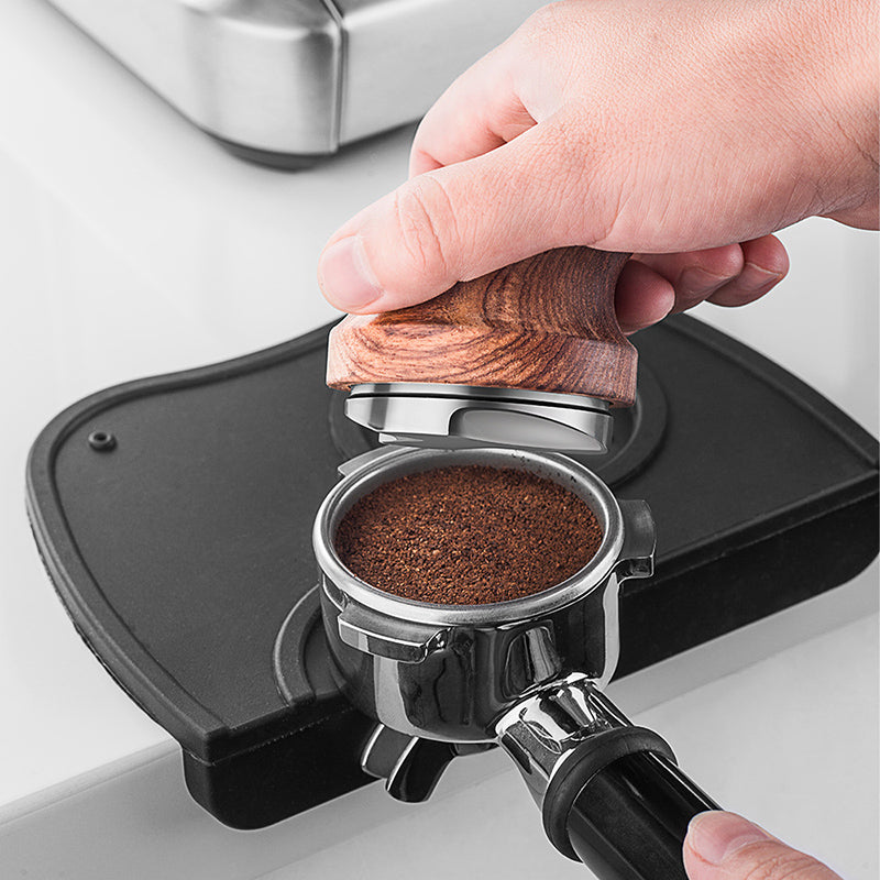 51/53/58mm Coffee Powder Filler Coffee Distributor Adjustable Depth Coffee Tamper Leveler with Walnut Wood Handle Portafilter Accessories