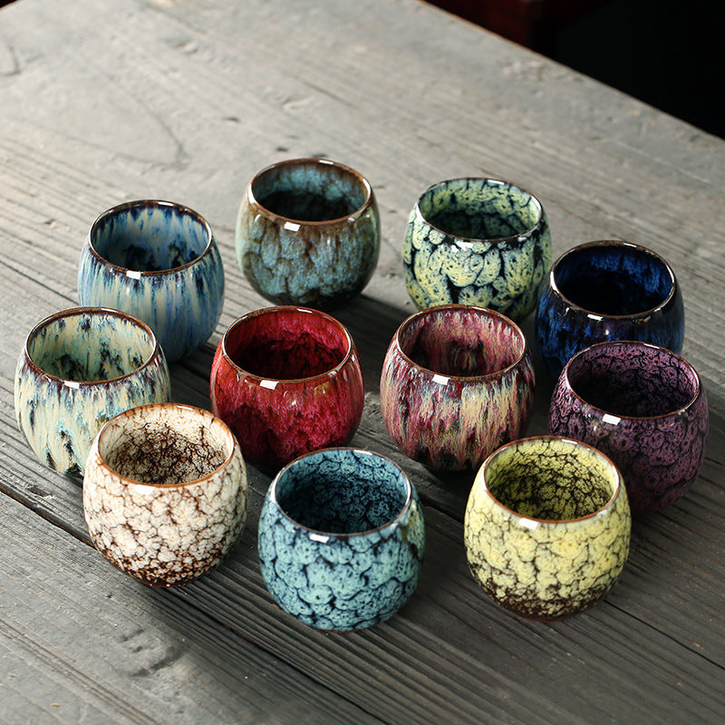 110ML Kung Fu Tea Set Single Cup Tenmoku Glaze Jian Zhan Master Cup Tea Bowl Egg-shaped Small Tea Bowl