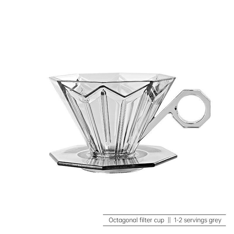 Octagonal Diamond Filter Cup PCTG Coffee Filter Cup Hand Flushing Coffee Pot Filter Drip Filter Pot Hand Flushing Coffee Pot