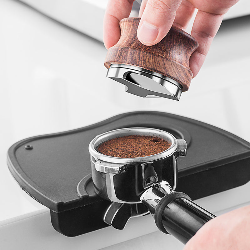 51/53/58mm Coffee Powder Filler Coffee Distributor Adjustable Depth Coffee Tamper Leveler with Walnut Wood Handle Portafilter Accessories