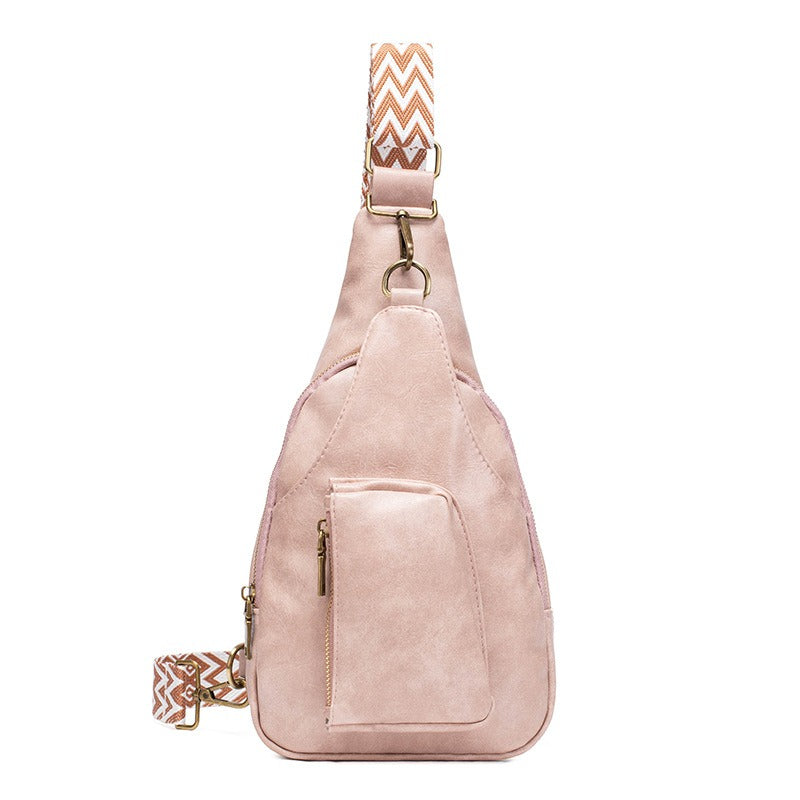Bags New Women's Bag Vintage Women's Waist Bag Color Jacquard Shoulder Strap Fashion PU Chest Bag