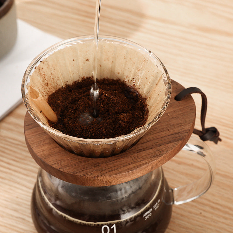 Walnut Creative Coffee Filter Cup Holder Coffee Filter Cup Set With Wooden Holder Solid Wood Coffee Funnel Cup Holder