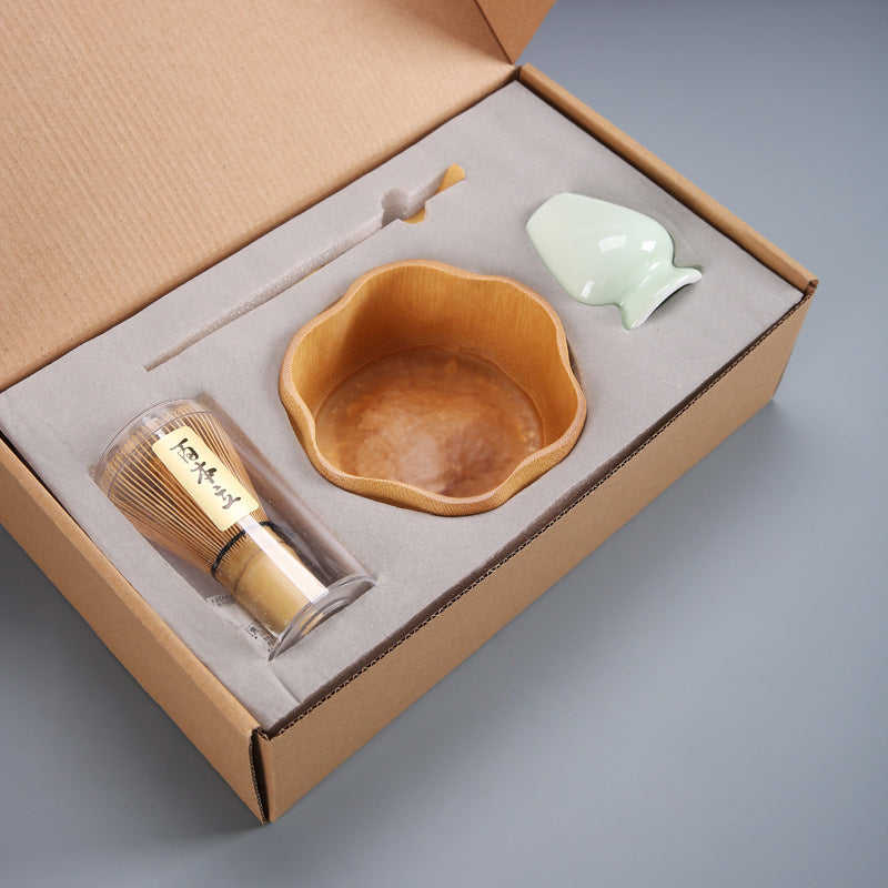 Tea Brush Matcha Brush Hyakumonari Tea Brush Stand Combination Song Dynasty Tea Ordering and Tea Playing Tools Set Japanese Gift Box