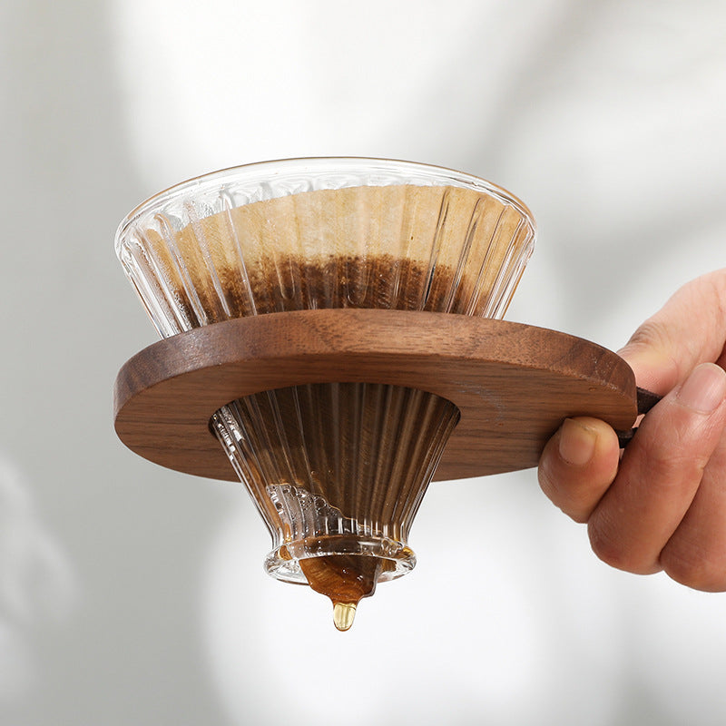Walnut Creative Coffee Filter Cup Holder Coffee Filter Cup Set With Wooden Holder Solid Wood Coffee Funnel Cup Holder
