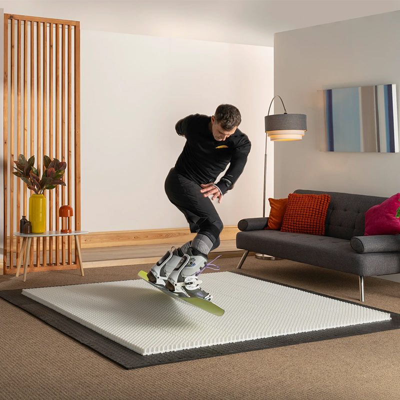 Indoor Ski Carpet White Mushroom Grass Mat + Modular Snowboard & Adult Unisex Skateboard Kit Combo Set