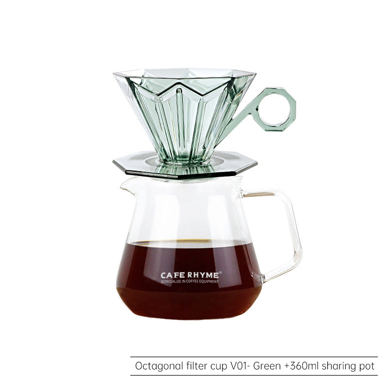 Octagonal Diamond Filter Cup PCTG Coffee Filter Cup Hand Flushing Coffee Pot Filter Drip Filter Pot Hand Flushing Coffee Pot