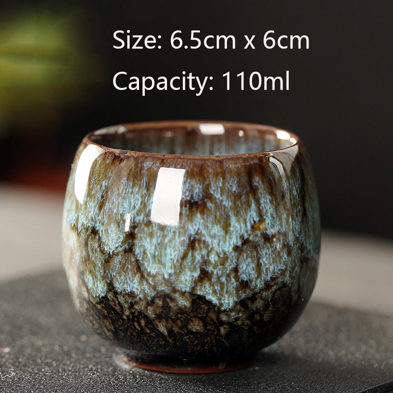 110ML Kung Fu Tea Set Single Cup Tenmoku Glaze Jian Zhan Master Cup Tea Bowl Egg-shaped Small Tea Bowl