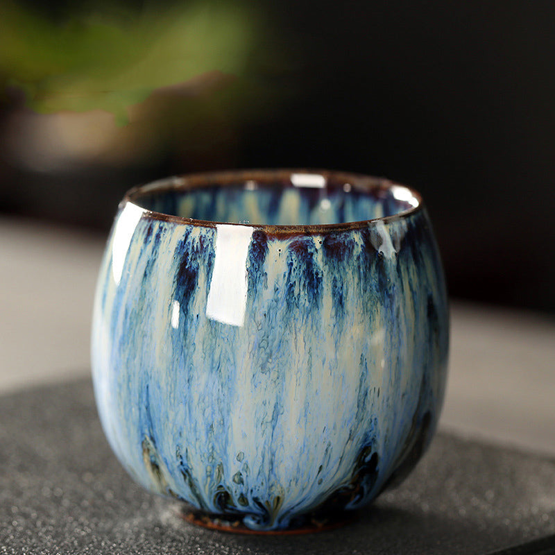 110ML Kung Fu Tea Set Single Cup Tenmoku Glaze Jian Zhan Master Cup Tea Bowl Egg-shaped Small Tea Bowl