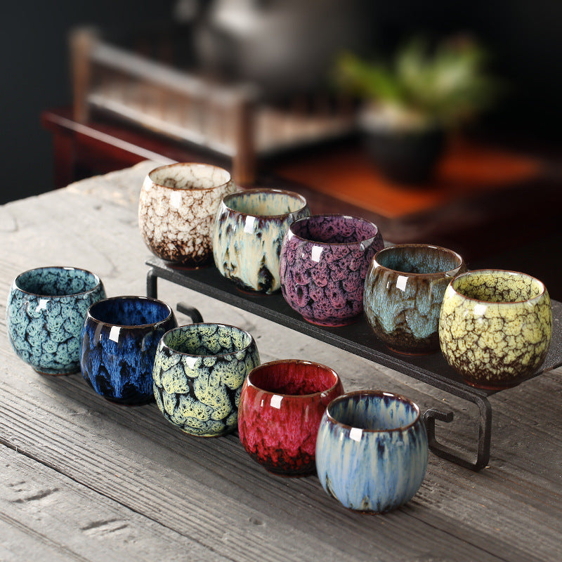110ML Kung Fu Tea Set Single Cup Tenmoku Glaze Jian Zhan Master Cup Tea Bowl Egg-shaped Small Tea Bowl