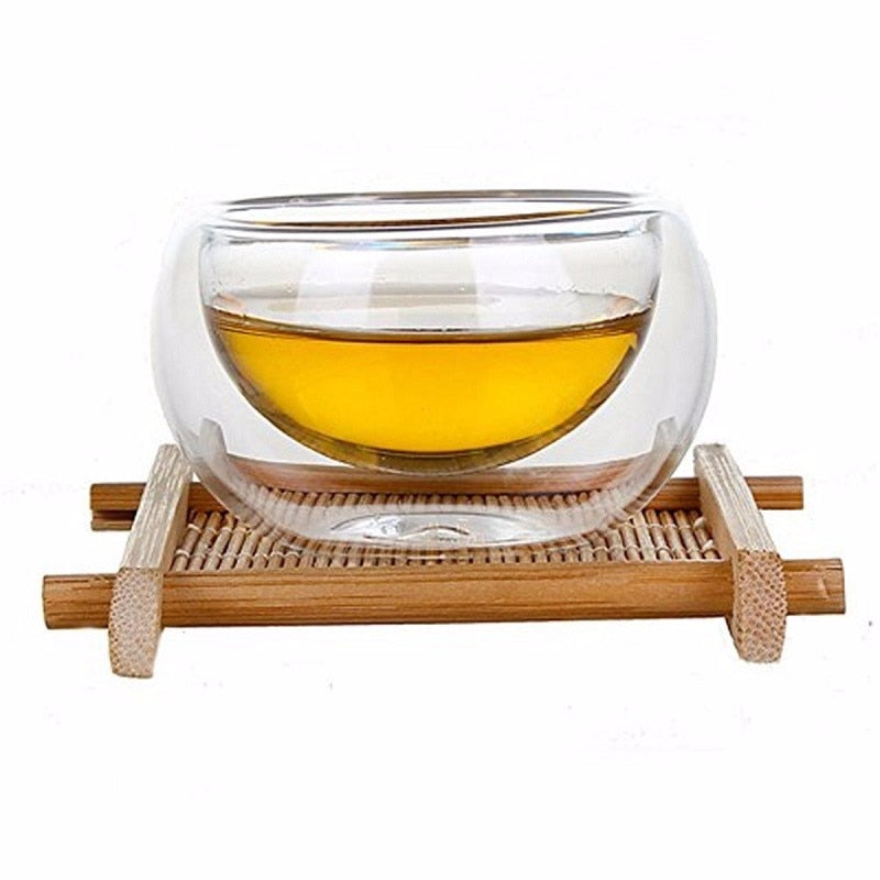 50ML Elegant Clear Drinking Cup Heat Resistant Double Wall Layer Tea Beer Cup Water Whisky Cup For Flower Tea