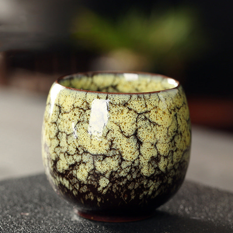 110ML Kung Fu Tea Set Single Cup Tenmoku Glaze Jian Zhan Master Cup Tea Bowl Egg-shaped Small Tea Bowl