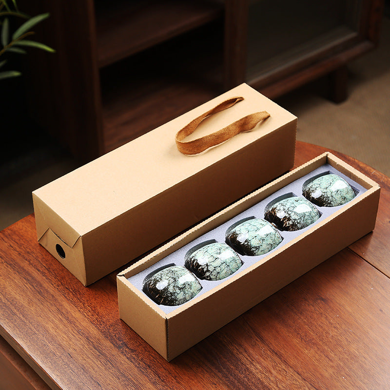 110ML Kung Fu Tea Set Single Cup Tenmoku Glaze Jian Zhan Master Cup Tea Bowl Egg-shaped Small Tea Bowl
