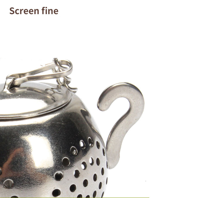 Round Pot-Shaped Tea Ball Long Chain 304 Stainless Steel Tea Leak Creative Tea Filter Tea Strainer Tea Set