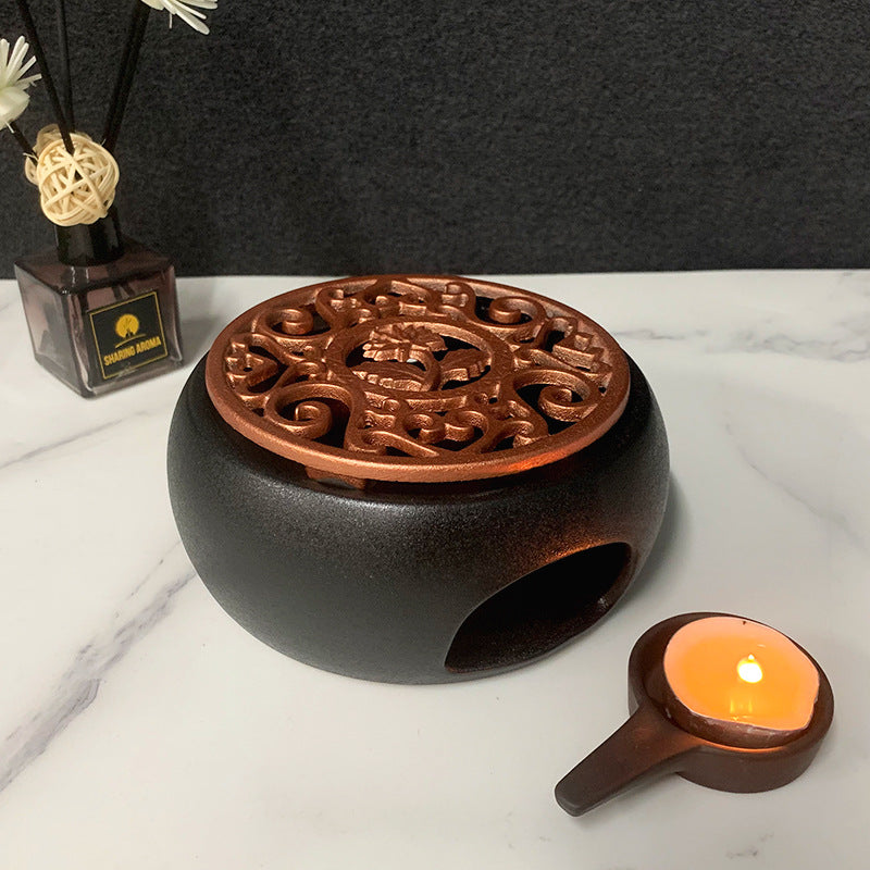 Heating Base White Porcelain Tea Warmer Ceramic Stove Base