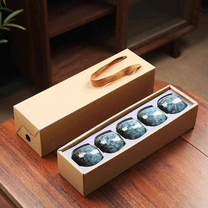 110ML Kung Fu Tea Set Single Cup Tenmoku Glaze Jian Zhan Master Cup Tea Bowl Egg-shaped Small Tea Bowl