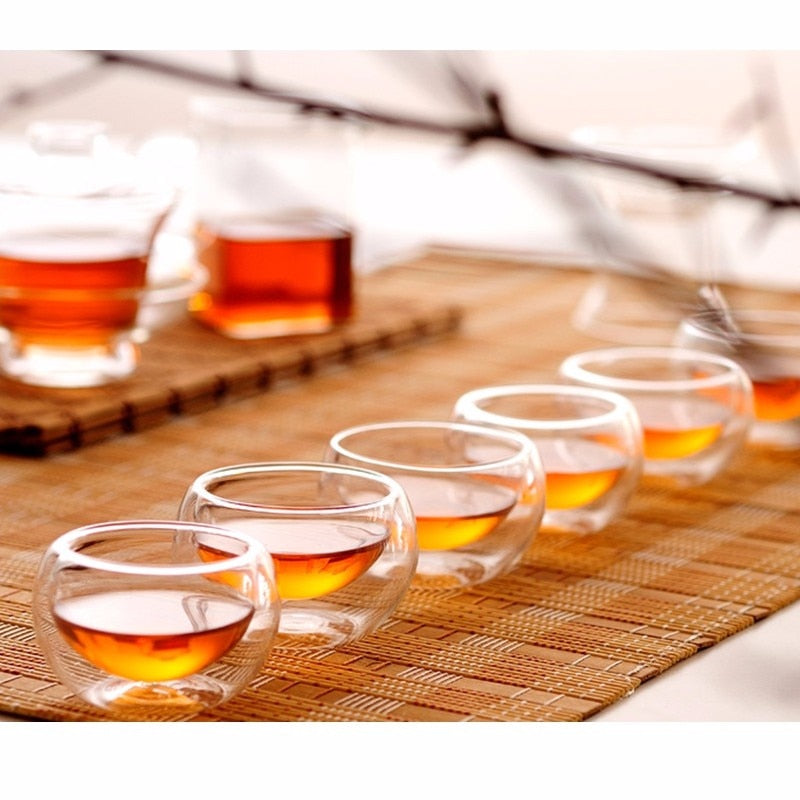 50ML Elegant Clear Drinking Cup Heat Resistant Double Wall Layer Tea Beer Cup Water Whisky Cup For Flower Tea