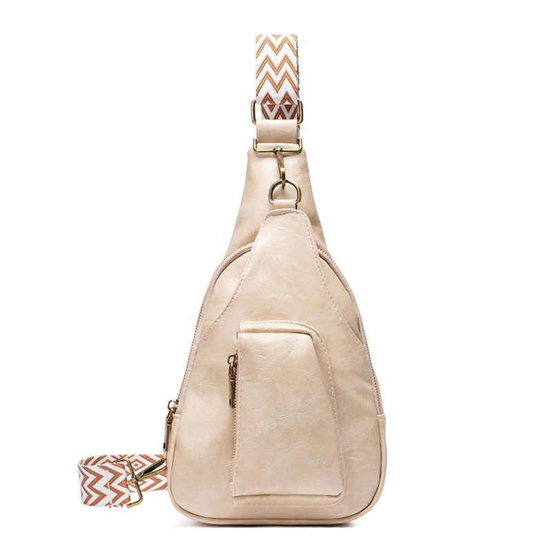 Bags New Women's Bag Vintage Women's Waist Bag Color Jacquard Shoulder Strap Fashion PU Chest Bag