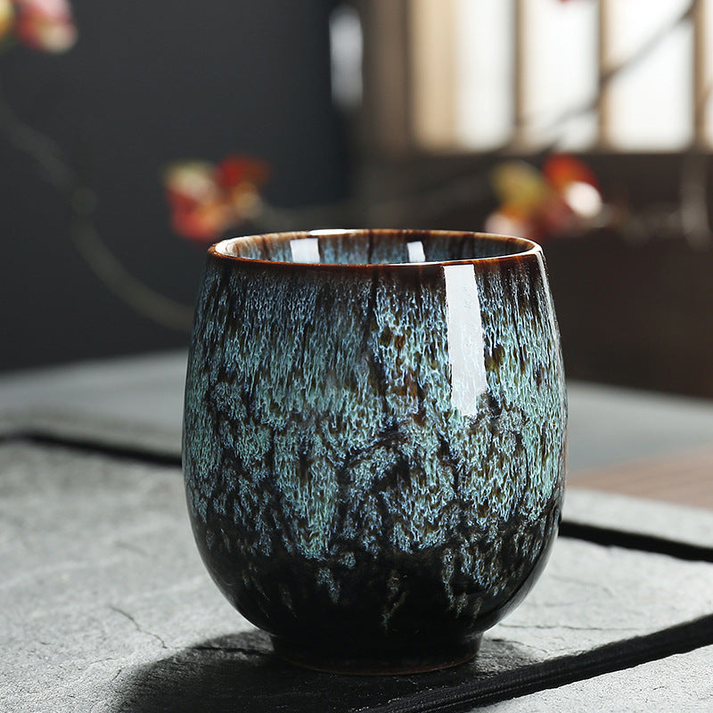 150ML  Ceramic Kung Fu Tea Cup for Home Use, Single Personal Tea Cup, Tenmoku Jian Zhan, Yohen Master Tea Bowl, Tea Cup, Tea Bowl