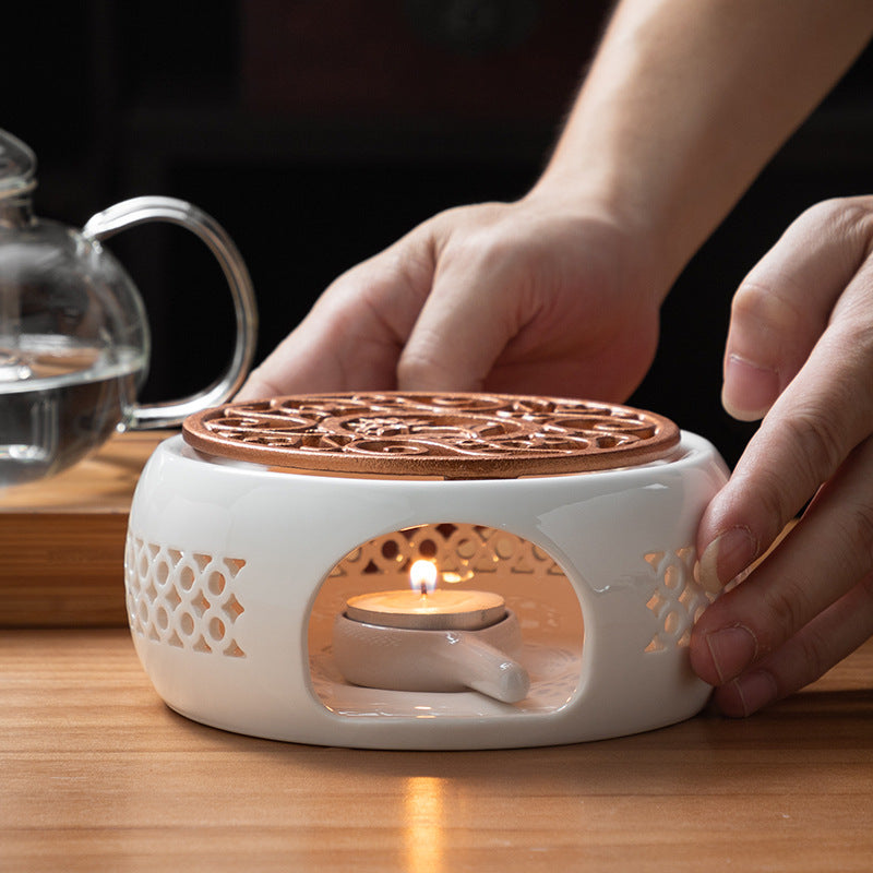 Heating Base White Porcelain Tea Warmer Ceramic Stove Base