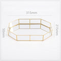 Retro Brass Storage Tray Golden Polygon Glass Makeup Organizer Tray Dessert Snack Plate Jewelry Display Stand Home Kitchen Decor