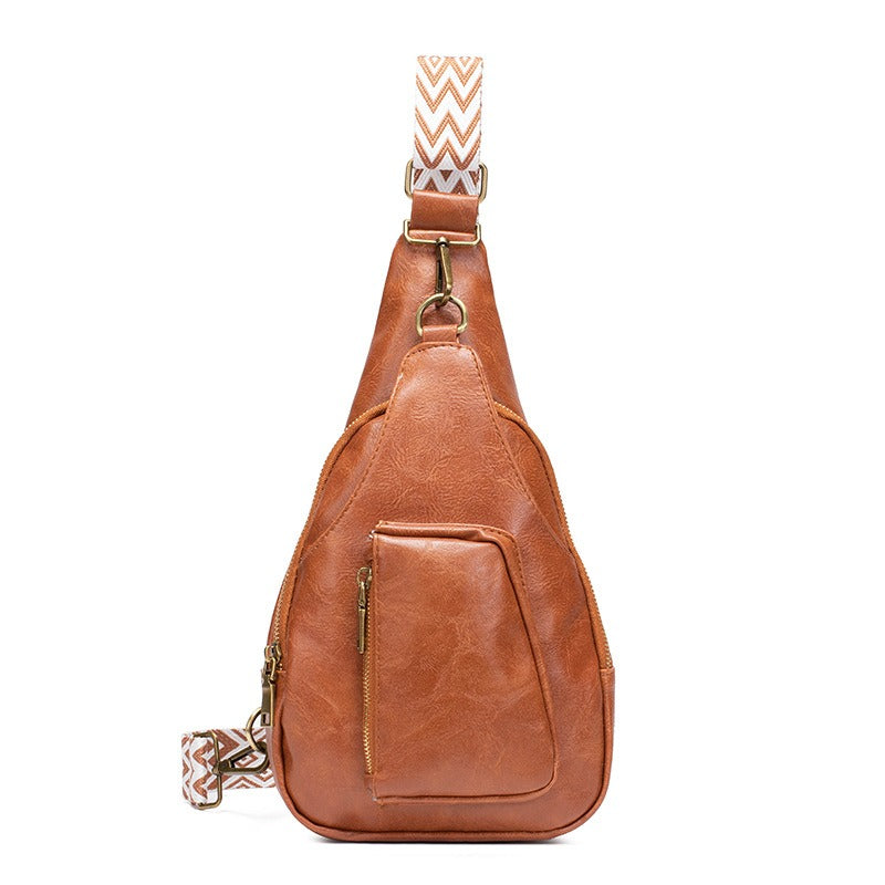 Bags New Women's Bag Vintage Women's Waist Bag Color Jacquard Shoulder Strap Fashion PU Chest Bag