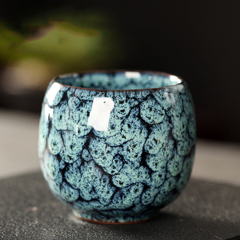 110ML Kung Fu Tea Set Single Cup Tenmoku Glaze Jian Zhan Master Cup Tea Bowl Egg-shaped Small Tea Bowl