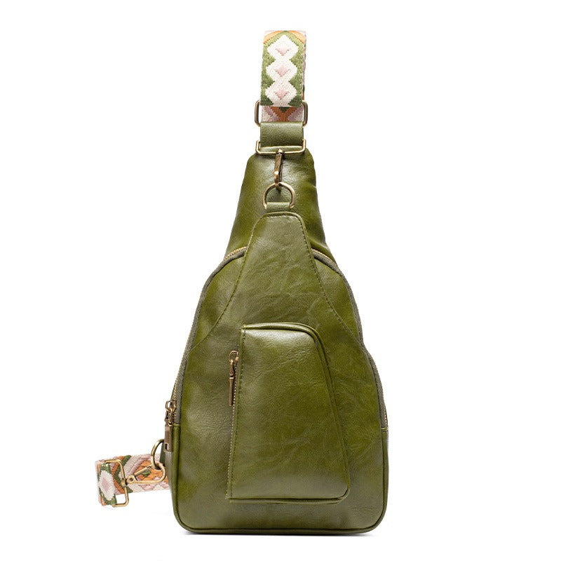 Bags New Women's Bag Vintage Women's Waist Bag Color Jacquard Shoulder Strap Fashion PU Chest Bag