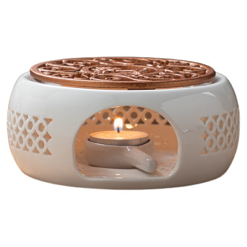 Heating Base White Porcelain Tea Warmer Ceramic Stove Base