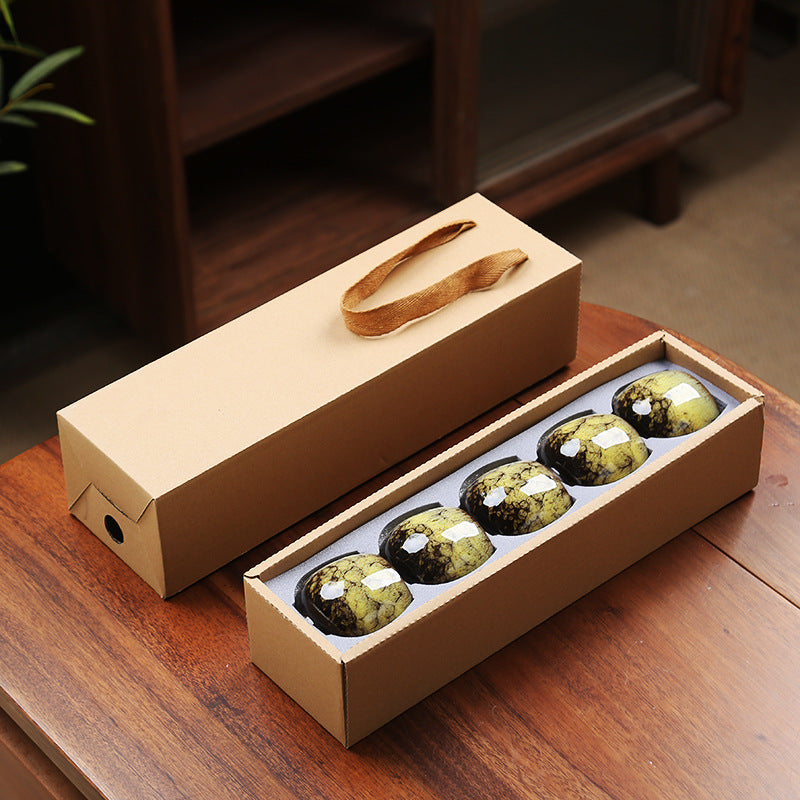 110ML Kung Fu Tea Set Single Cup Tenmoku Glaze Jian Zhan Master Cup Tea Bowl Egg-shaped Small Tea Bowl