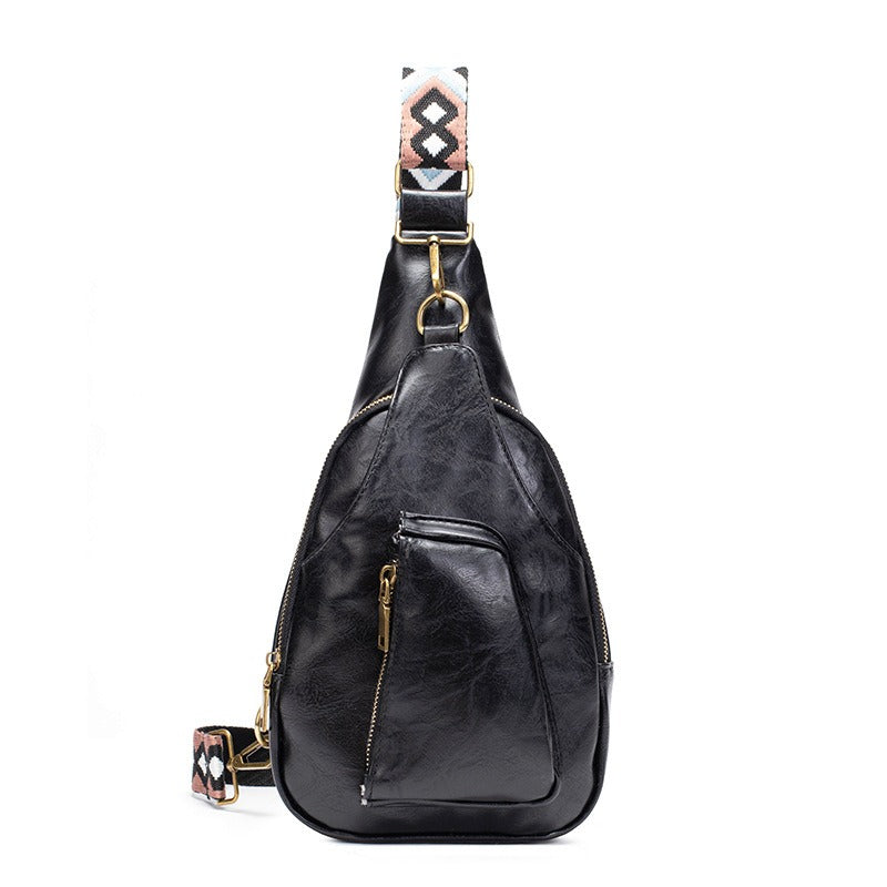 Bags New Women's Bag Vintage Women's Waist Bag Color Jacquard Shoulder Strap Fashion PU Chest Bag