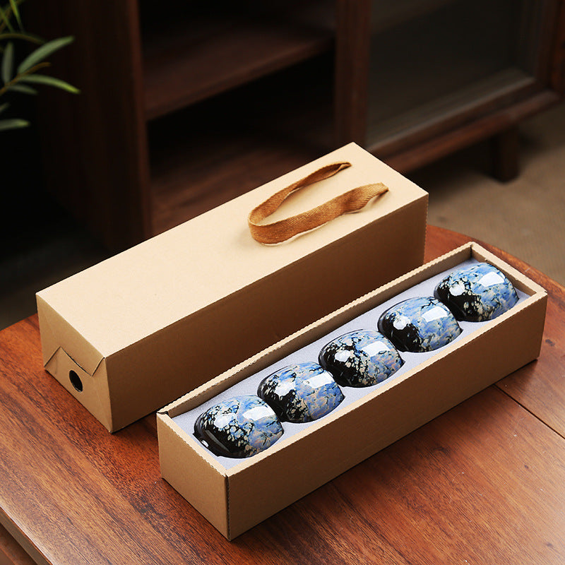 110ML Kung Fu Tea Set Single Cup Tenmoku Glaze Jian Zhan Master Cup Tea Bowl Egg-shaped Small Tea Bowl