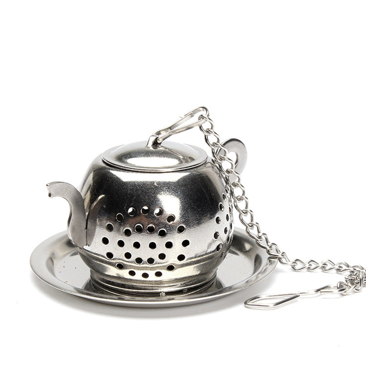 Round Pot-Shaped Tea Ball Long Chain 304 Stainless Steel Tea Leak Creative Tea Filter Tea Strainer Tea Set