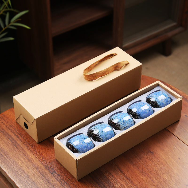 110ML Kung Fu Tea Set Single Cup Tenmoku Glaze Jian Zhan Master Cup Tea Bowl Egg-shaped Small Tea Bowl