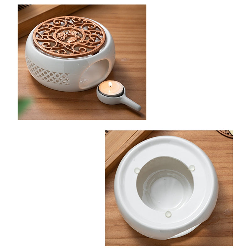 Heating Base White Porcelain Tea Warmer Ceramic Stove Base