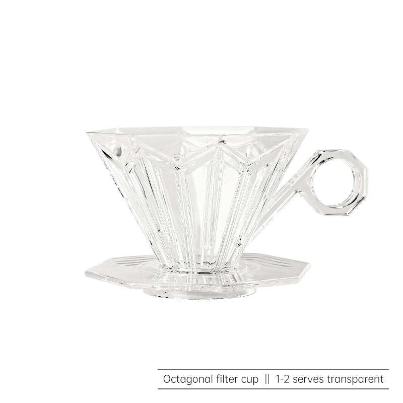 Octagonal Diamond Filter Cup PCTG Coffee Filter Cup Hand Flushing Coffee Pot Filter Drip Filter Pot Hand Flushing Coffee Pot