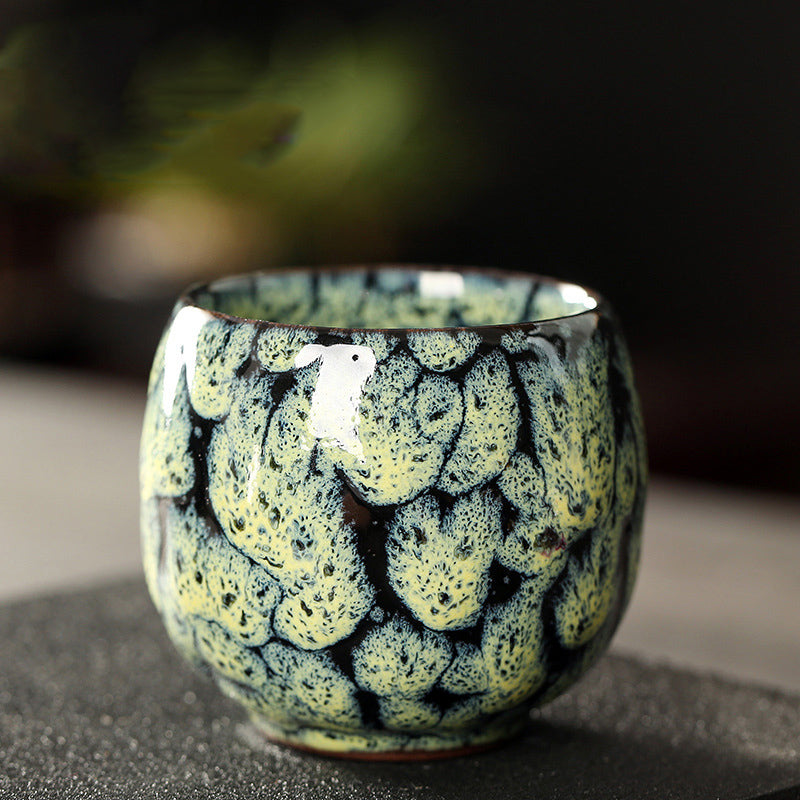 110ML Kung Fu Tea Set Single Cup Tenmoku Glaze Jian Zhan Master Cup Tea Bowl Egg-shaped Small Tea Bowl