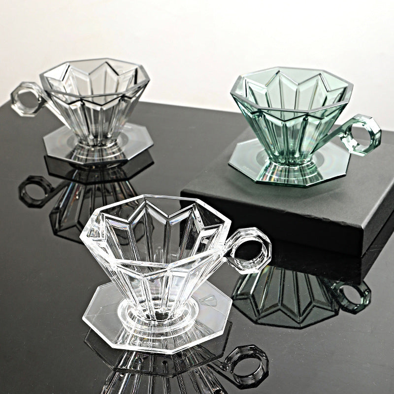 Octagonal Diamond Filter Cup PCTG Coffee Filter Cup Hand Flushing Coffee Pot Filter Drip Filter Pot Hand Flushing Coffee Pot