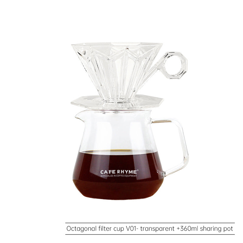 Octagonal Diamond Filter Cup PCTG Coffee Filter Cup Hand Flushing Coffee Pot Filter Drip Filter Pot Hand Flushing Coffee Pot