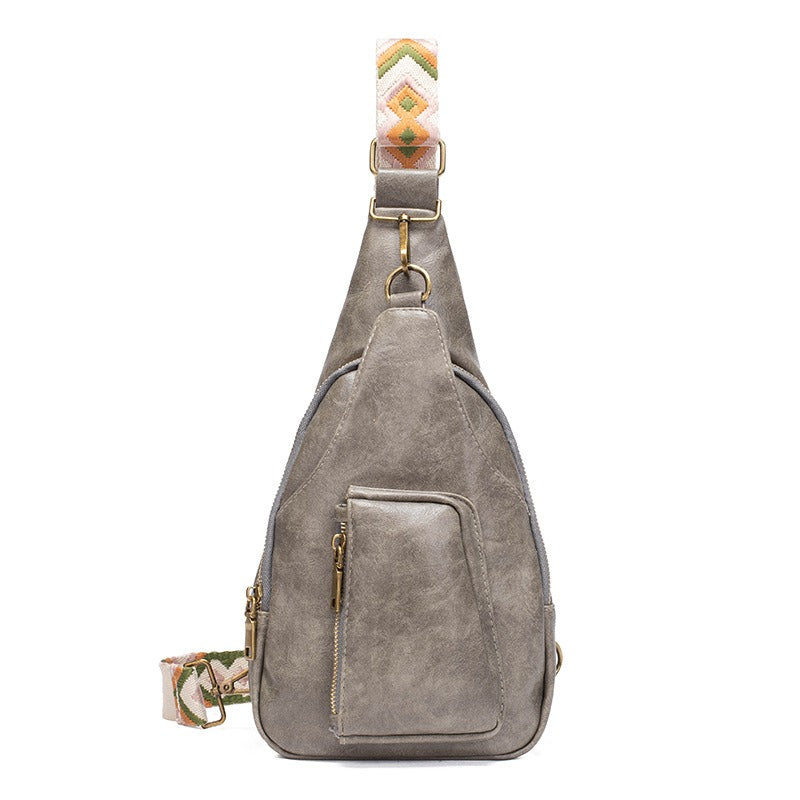Bags New Women's Bag Vintage Women's Waist Bag Color Jacquard Shoulder Strap Fashion PU Chest Bag
