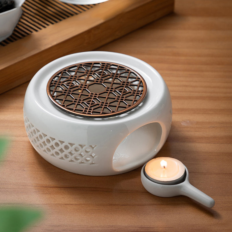 Heating Base White Porcelain Tea Warmer Ceramic Stove Base