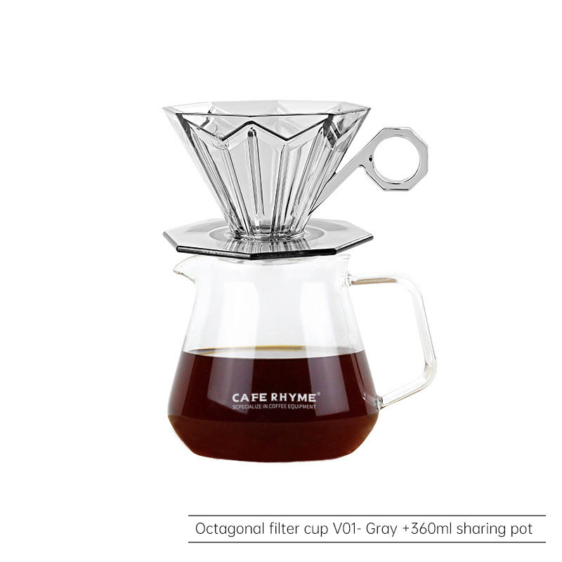 Octagonal Diamond Filter Cup PCTG Coffee Filter Cup Hand Flushing Coffee Pot Filter Drip Filter Pot Hand Flushing Coffee Pot