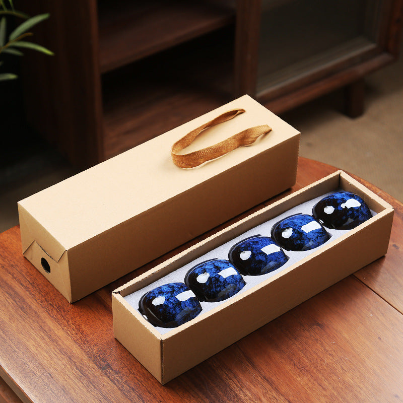 110ML Kung Fu Tea Set Single Cup Tenmoku Glaze Jian Zhan Master Cup Tea Bowl Egg-shaped Small Tea Bowl