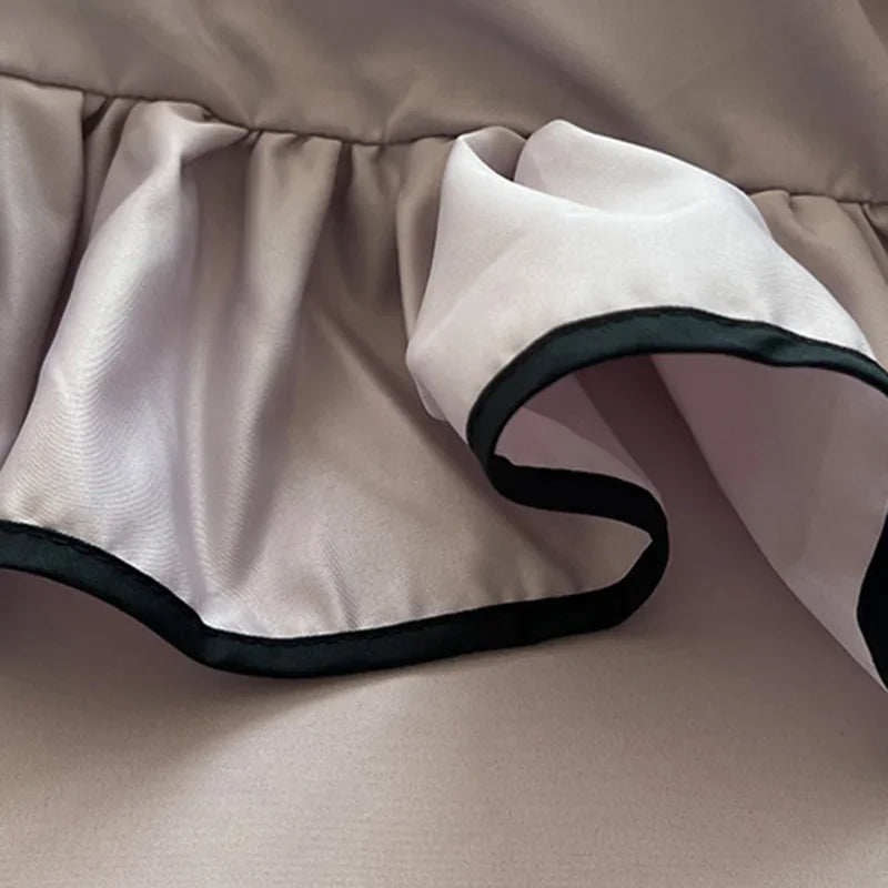 DecorBites™ Cooling Silky Ruffled Bedding Set 180X220 - 4 Piece Smooth Fitted Sheet